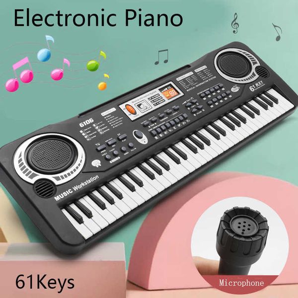 

Piano Keyboards Kids Electronic Piano Keyboard Portable 61 Keys Organ with Microphone Education Toys Musical Instrument Gift for Child Beginner