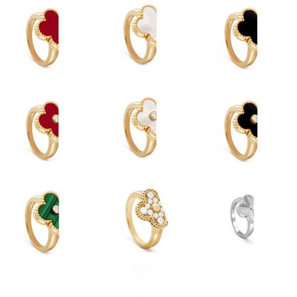 

fashion classic four-leaf clover ring cleef love crossing 18k gold ladies and men luxury wedding ringgzyh, Golden;silver