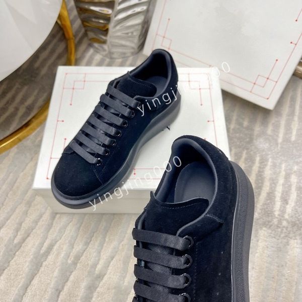 

2023new mens flat sneakers low mens casual trainers walking designer woman shoe leather lace up men fashion platform, Black