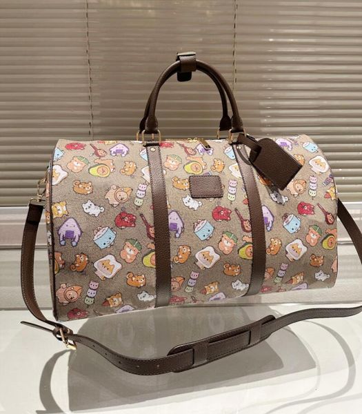 

double letter fashion design travel bag men women luxury duffle canvas leather luggage handbags large capacity luxury designer luggage shoul