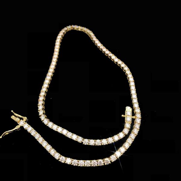 

moissanite 3mm width 925 sterling silver vvs tennis chain necklace