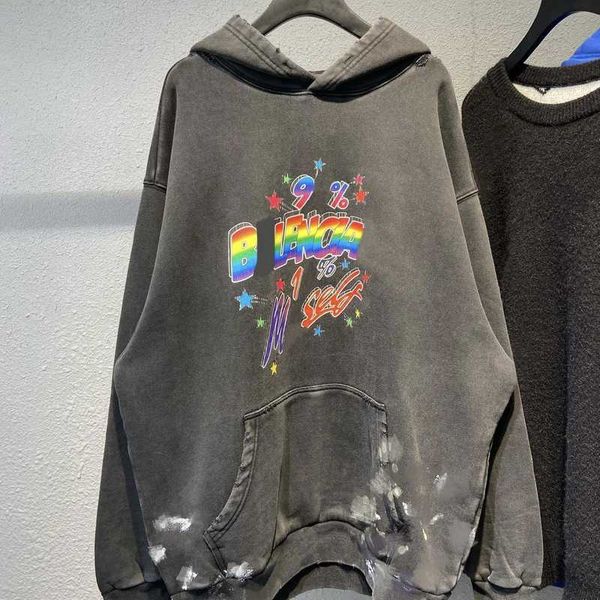 

designer t shirt shirt differentiate market original quality autumn winter house colorful print hooded loose long sleeve, Black