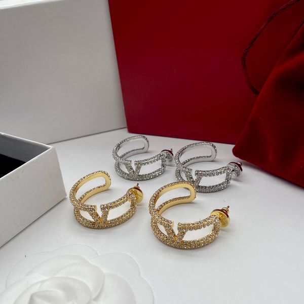 

luxury brand design 14k gold half round zircon party earrings, Golden;silver