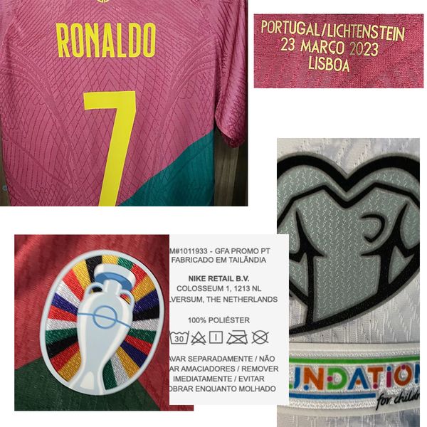 

collectable souvenirs match worn player issue portugal maillot vs liechtenstein ronaldo r.leao joao felix b.fernandes bernardo soccer patch