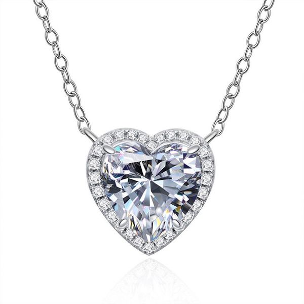

heart shape moissanite diamond pendant charm party wedding pendants necklace for women jewelry, Silver