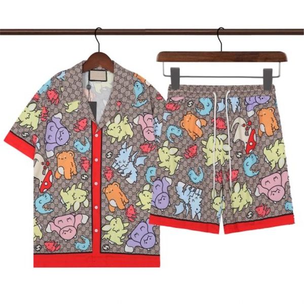 

23ss mens summer designer shirts beach pants sets fashion floral letter print casual shirt men slim fit short sleeve board beach shorts, White;black