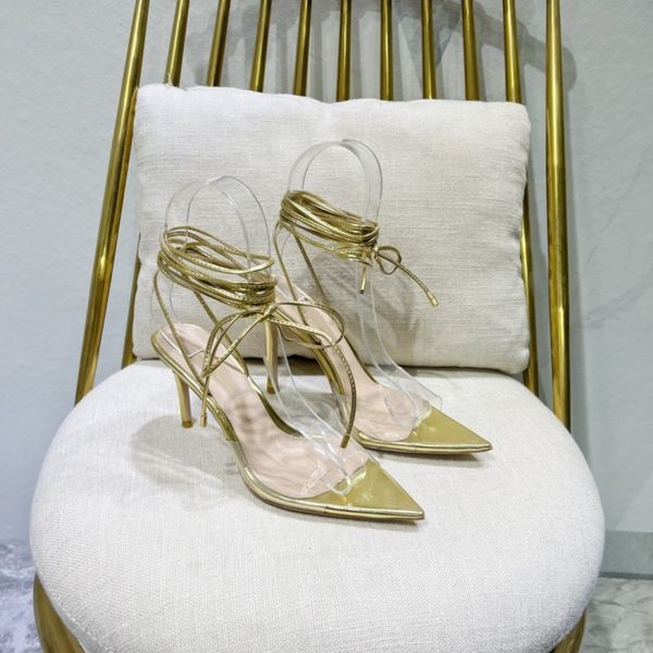 

5a brand designer sandals gr formal shoes pvc lace up sandals open toe sandals slim high heels women's designer heels slingback heels 8, Black