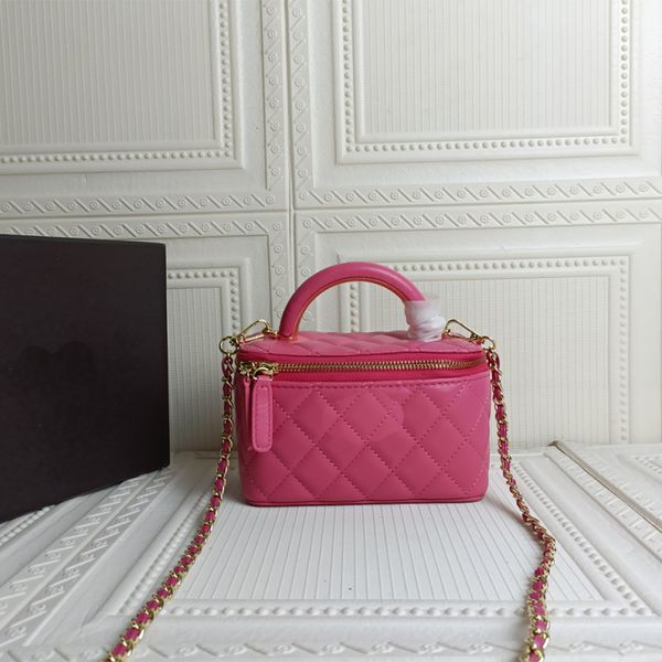 

mini designer makeup bag fashion women's crossbody bag leather luxury toiletry pouch metal chain purse handbag ringer zipper switch mes