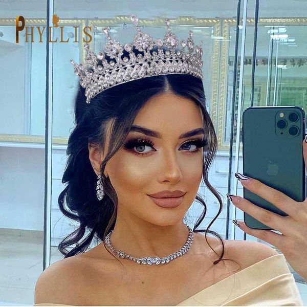 

wedding hair jewelry a67 luxury zircon crown bride headwear crystal women tiaras rhinestone wedding headpiece birthday headband pageant hair, Slivery;golden