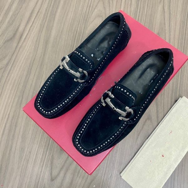 

f7/11model men's flat shoes casual leather loafers a pedal lazy shoes dress shoes loafers for men plus size mocassin homme 2022 new fas, Black