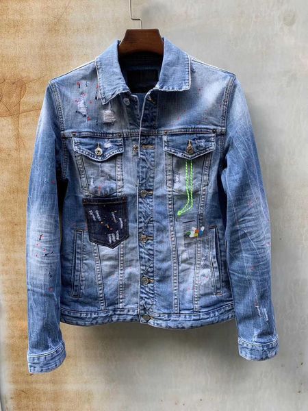 

d2 mens fashion boutique jackets letter trend washed d denim jacket student couple with the same paragraph c23 dbg lpd, Black;brown