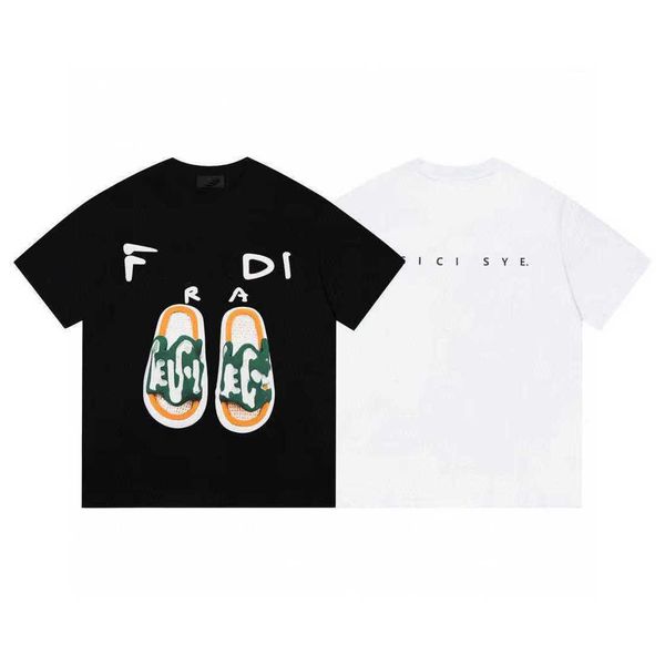 

loose ff fendyity designer luxury classic summer fashion shoes pattern adhesive drop letter printing versatile round neck men and women t-sh, White;black