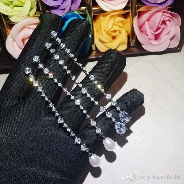 

dangle & chandelier dangles super long tassel earrings s925 sterling silver needle stud earrings style drop shape pearl zircon