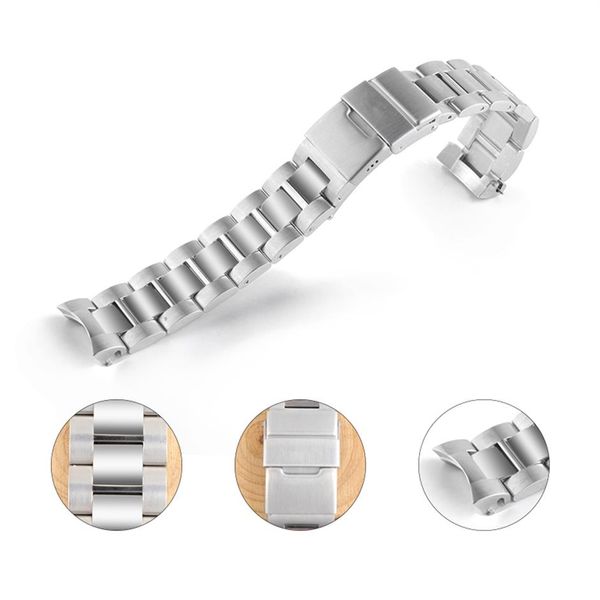 

watchband 21mm watch band strap 316l stainless steel bracelet curved end silver accessories man watchstrap for l3 conquest tools280y, Black;brown