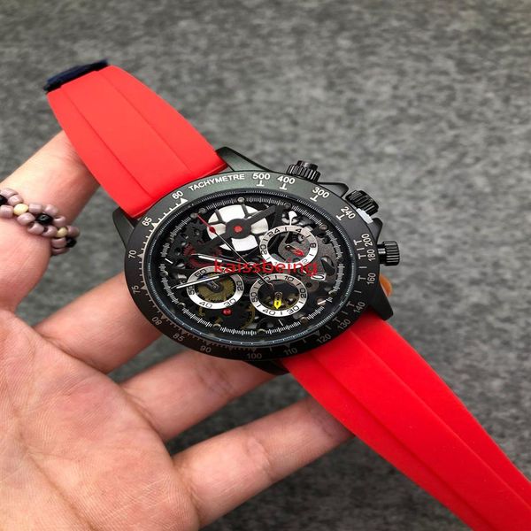 

montre homme luxury men's watch all dial working watches men's waterproof silicone quartz six pin sports watch men'278i, Slivery;brown