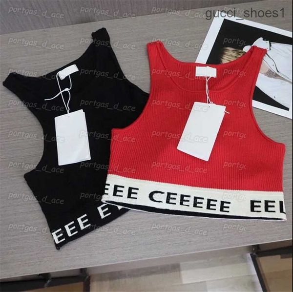 

letters knit tank vintage red black striped womens tanks seveless vest knits, White