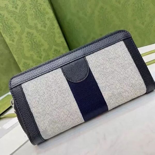 

2023 genuine leather wallet clutch purse classic single zipper wallets long purse card holder with box dust bag, Black;red