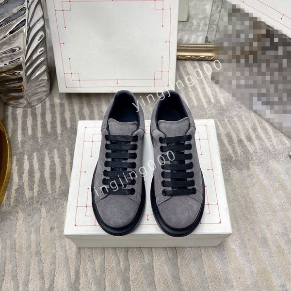 

2023women flat sneakers low mens casual trainers walking designer woman shoe leather lace up men fashion platform, Black