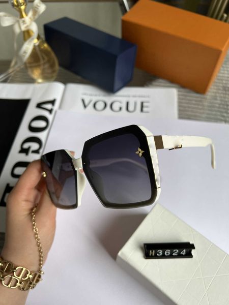 

2023 new large frame women's polarized high definition box fourleaf sunglasses, White;black