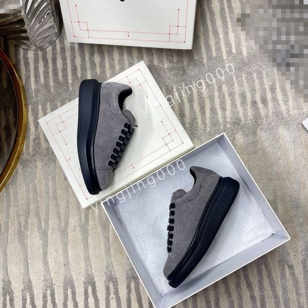 

new womens flat sneakers low mens casual trainers walking designer woman shoe leather lace up men fashion platform2023, Black