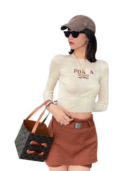 

autumn and winter designer new slim slim thin bottoming knitted sweater women's models long-sleeved pullover sweater simple commuter, White