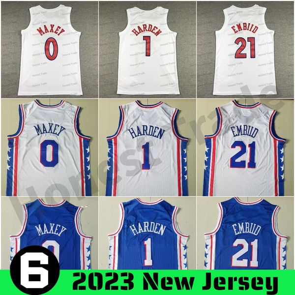 

2023 harden basketball jersey tyrese maxey blue white joel embiid mens jersey navy blue quality outdoor sports men jerseys shirts stitched, Black;red