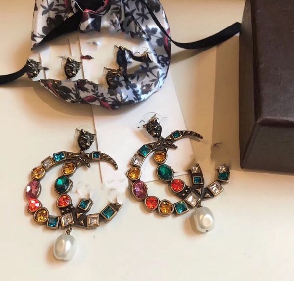 

designer brand earring letter double g logo stud earing luxury women fashion hoop jewelry metal ggity crystal pearl earring cjeweler orecchi, Golden;silver