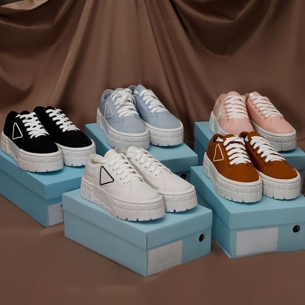 

box women casual designer shoes monolith triangle logo monolith nylon casual shoes brand wheel trainers luxury canvas sneaker fashion platfo, Black