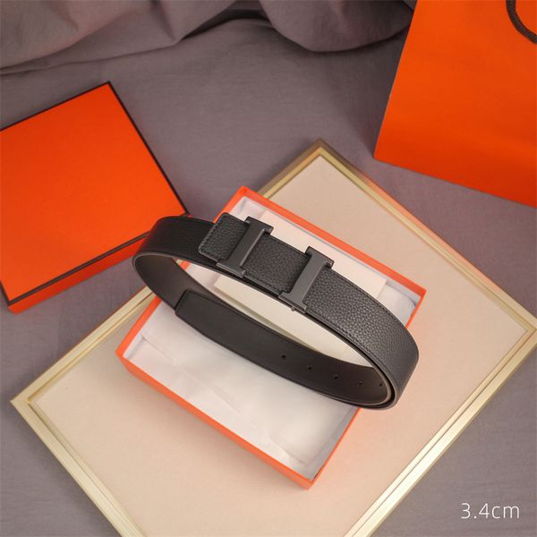 

With Box Luxury Belt For Women 3.4cm Designer Men Belts Leathers Reversible Unisex Waist Belt Smooth Buckle Ceinture Gift High Quality 15 Styles, Silver2