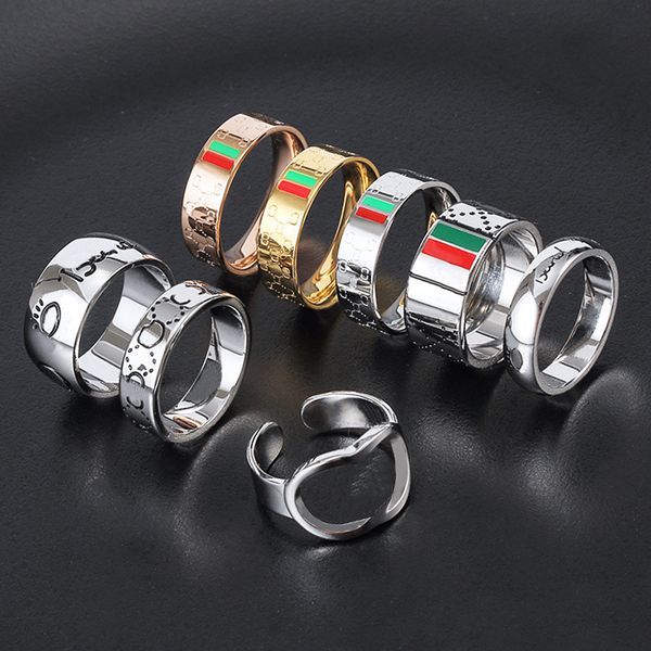 

classic mens designer ring love rings for women ghost skull ring plated vintage sier letter fashion homme band, Silver