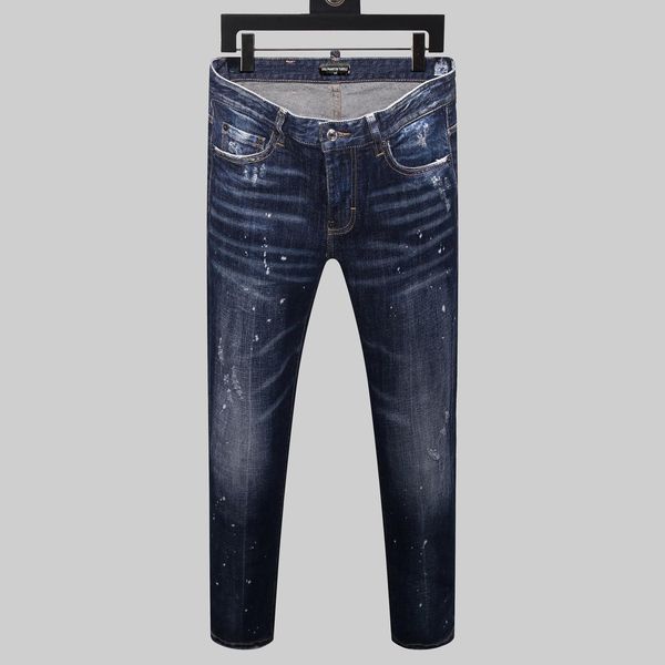 

d2 phantom turtle perfecto wash cool guy jeans classic fashion man hip hop rock moto mens casual design ripped distressed skinny denim elq, Blue