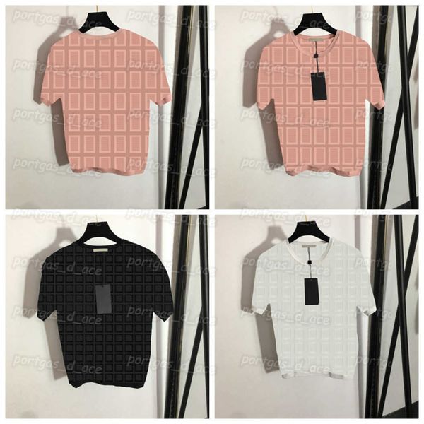 

design ff fendyity short womens neck knit letters sleeve knitted round t shirts vintage t shirt knits, Black