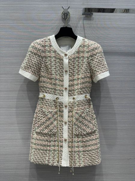 

chan 2023 spring summer dresses for women ootd new summer pearl chain dresses dinner dress ladies logo tweed coat fashion grade logo tweed s, White;black