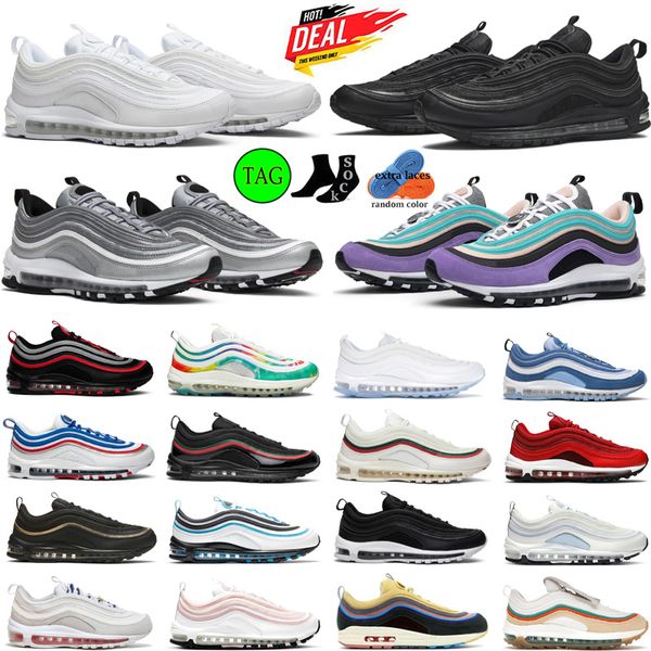 

outdoor running shoes 97 97s mens women original sneakers desingner trainers new style of triple black white sillver bullet jesus satan ligh