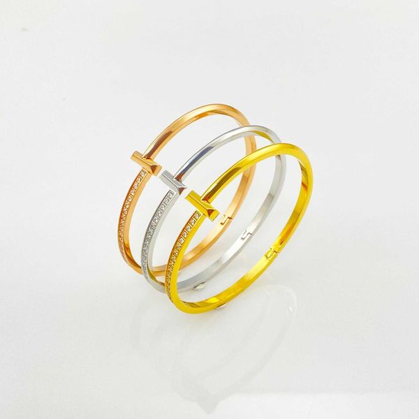 

counter quality tiffay bracelet plated with 18k rose gold inlaid diamond double elastic open temperament versatile, Black