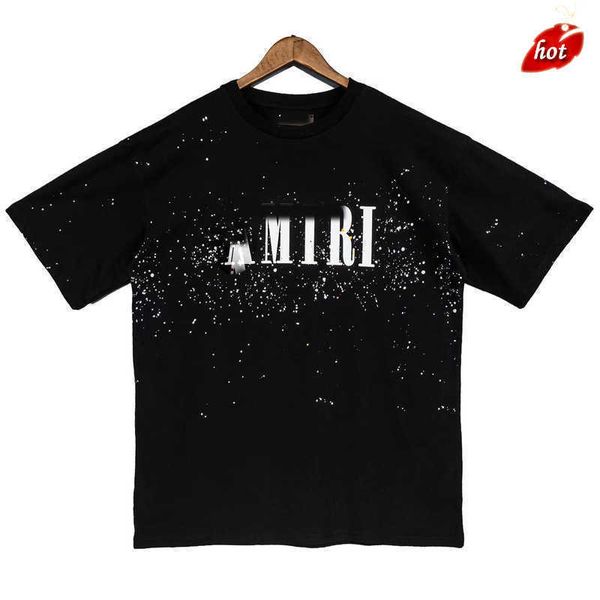 

amirs men's t-shirt summer star letter printed short sleeve pure cotton and women's versatile hip-hop loose, White;black