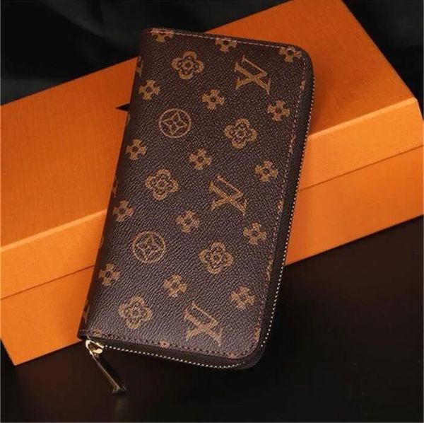 

wholesale luxury designer wallet colors fashion men women leather wallet lady ladies long with orange box 60017, Red;black