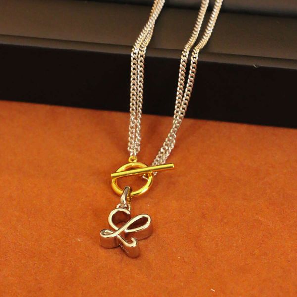 

Classic designer necklace jewelry loeve Luxury fashion jewelrys Gold and Silver Spliced OT Necklace Design Fashionable and Advanced Double Chain Snake Bone Chain