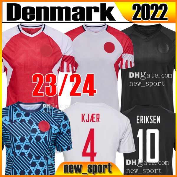 

23 24 denmark eriksen soccer jerseys national team dolberg delaney braithwaite 2023 2024 wass jensen kjaer hojlund olsen hojbjerg men kids k, Black;yellow