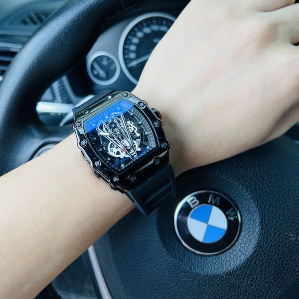 

mens watch automatic mechanical watches 40mm all stainless steel business wristwatch strap adjustable montre de luxe self-wind fashion wrist, Slivery;brown