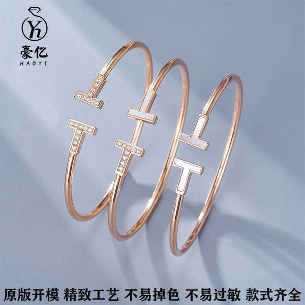 

eller tiffay double white fritiffayllaria bracelet s925 sterling silver plated 18k gold diamond set light and luxurious elastiffayc opening, Black