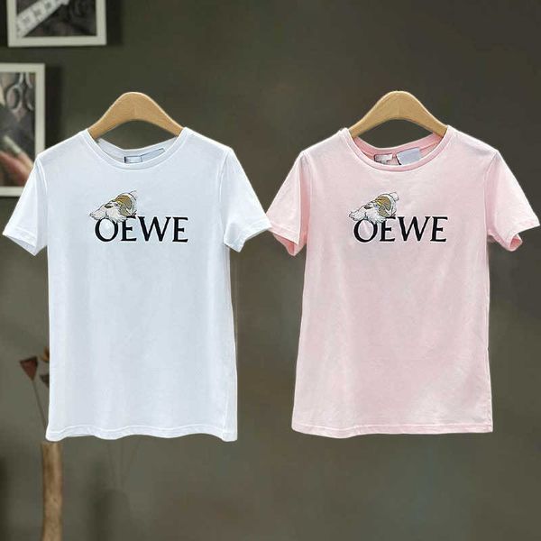 

designer t shirt shirt korean summer 2023 embroidery letter sleeve regular women t-shirt, White