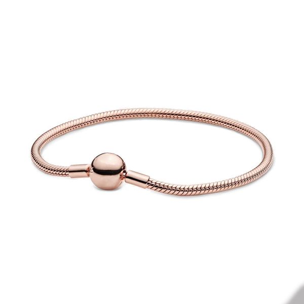 

18k rose gold snake chain charm bracelets for pandora 925 sterling silver wedding party designer bracelet for women girlfriend gift jewelry, Golden;silver