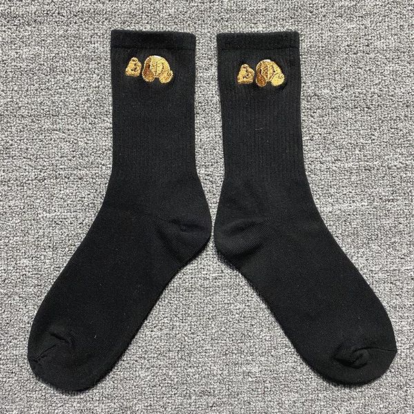 

2023 black and white womens cotton socks style personalized embroidery broken head bear online popular fashion sports trendy cotton sock n3