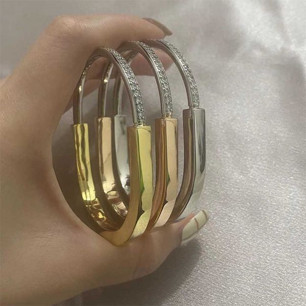

high version tiffay's new lock colorful diamond bracelet 925 sterling silver 18k rose gold women's fashion top, Black