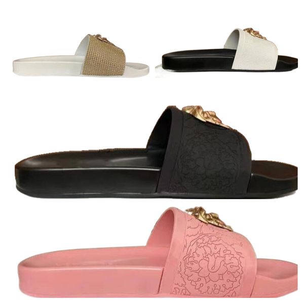 

luxury palazzo slides designer slipper non-slip soft bottom flat bottom comfort sand beach sandals house sliders lazy lady loafers flip flop, Black