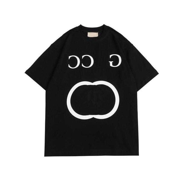 

luxury designer's new men's and women's short sleeved sportswear set shirt high version 23 new double banner couple summer lo, White