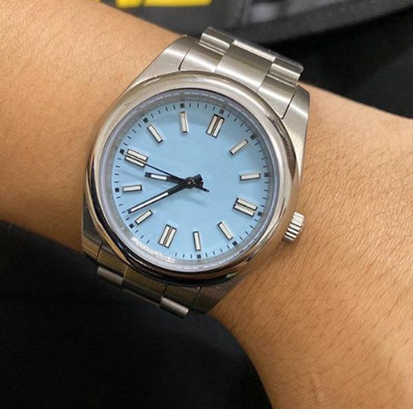 

41mm men's watch sapphire silver white stainless steel automatic mechanical blue dial wristwatches mix colors montres de luxe, Slivery;brown