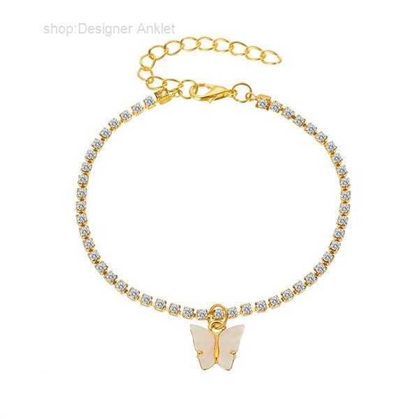 

anklets sweet cute butterfly anklet rhinestone crystal ankle bracelet boho beach acrylic for women sandals foot bracelets female jewelry 1 i, Red;blue