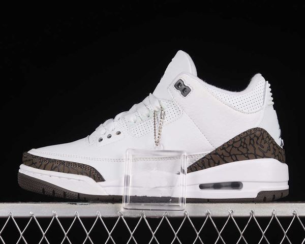 

jumpman 3 mocha basketball shoes 3s white/chrome-dark mocha outdoor sports sneakers with box